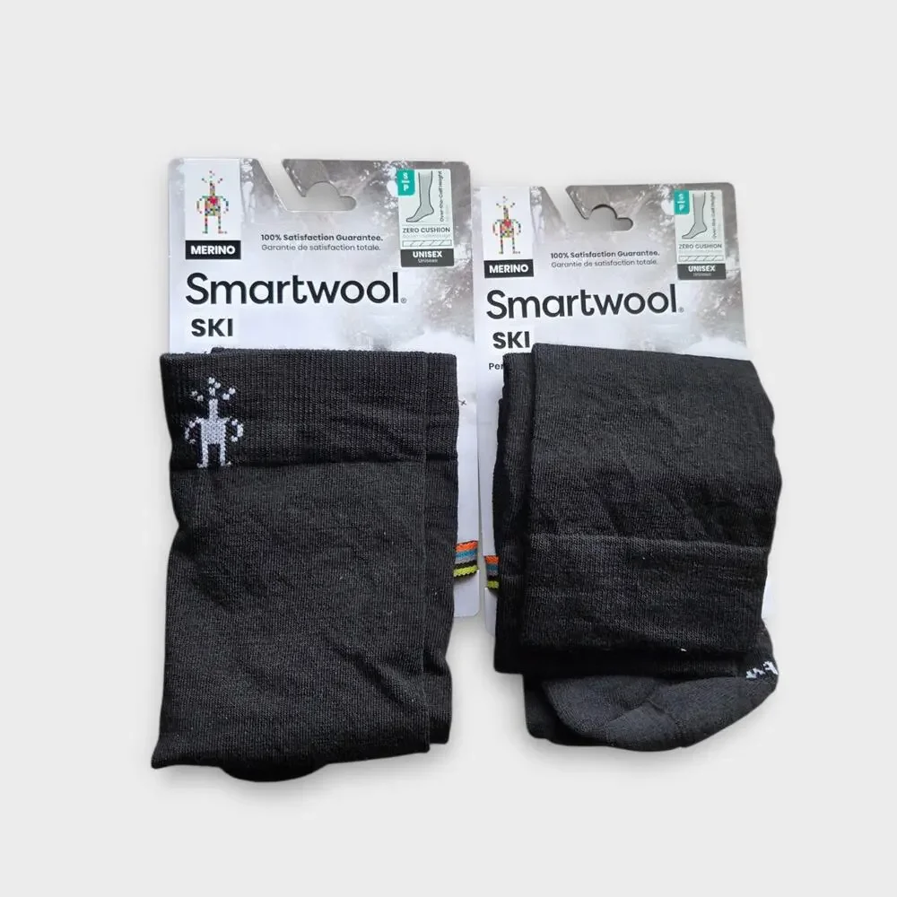 NEW (2) Smartwool Ski Zero Cushion Over the Calf Socks Black Women’s Sm 4 - 6.5